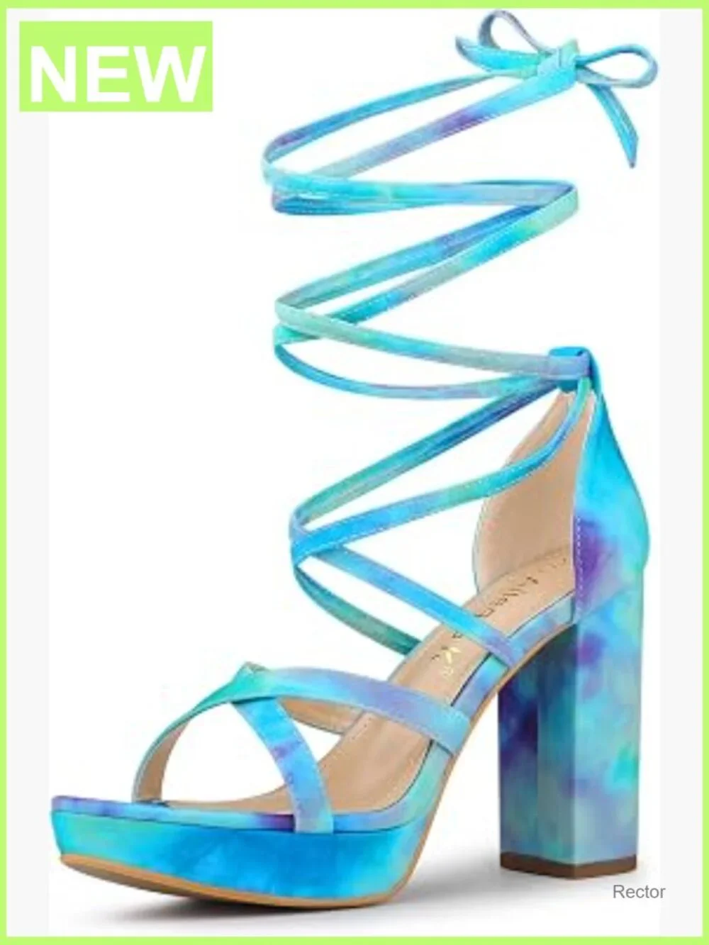 Tie Dye Platform Chunky Heel Lace Up Sandals Women's Open Toe